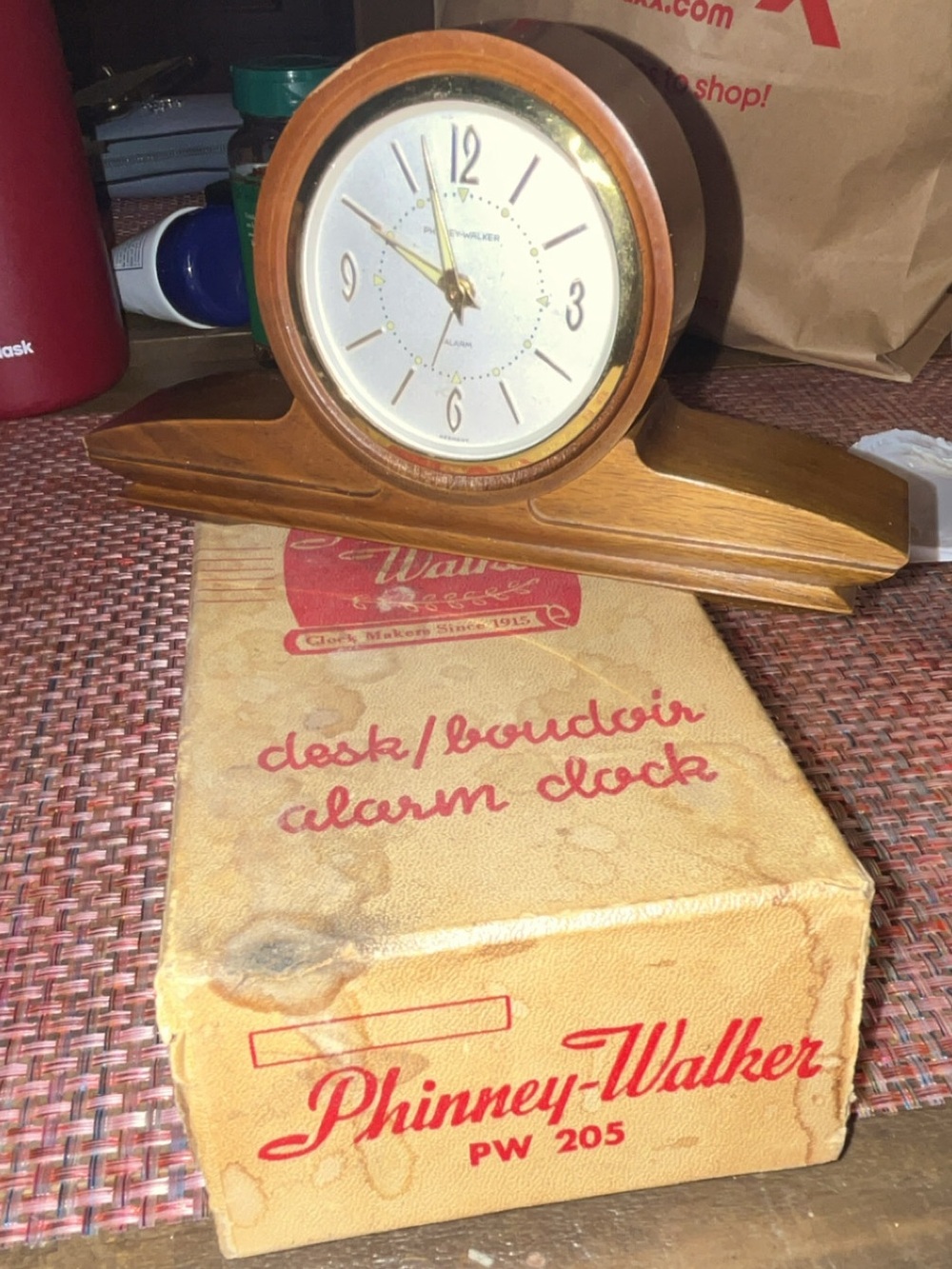RARE VINTAGE Phinney-Walker PW 205 desk/boudoir alarm clock box